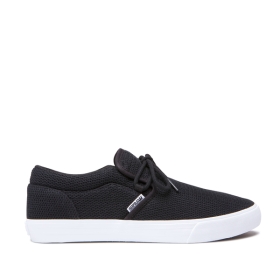 Supra Mens CUBA Black Heather/ White Low Top Shoes | CA-98627